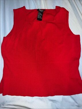 Red Square-Neck Sleeveless Knit Tank